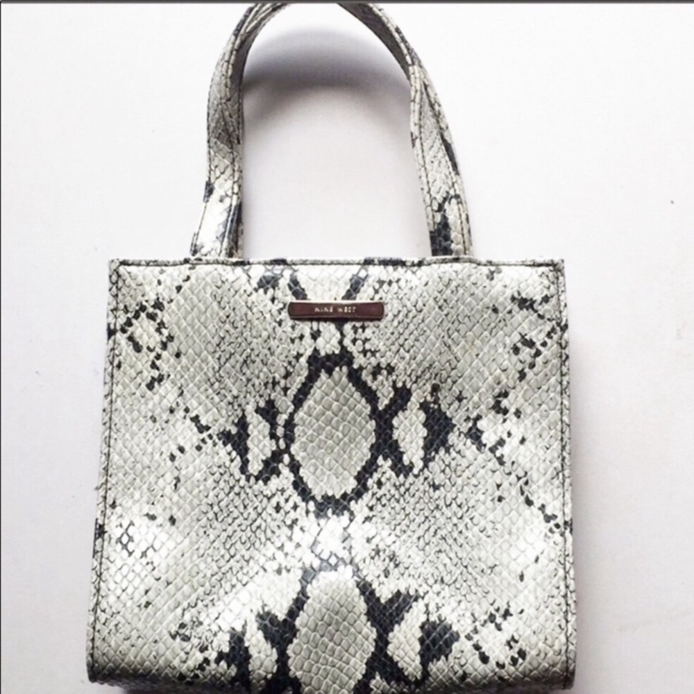 NINE WEST SNAKESKIN PRINT MINI CLUTCH WRISTLET BAG 90s VINTAGE